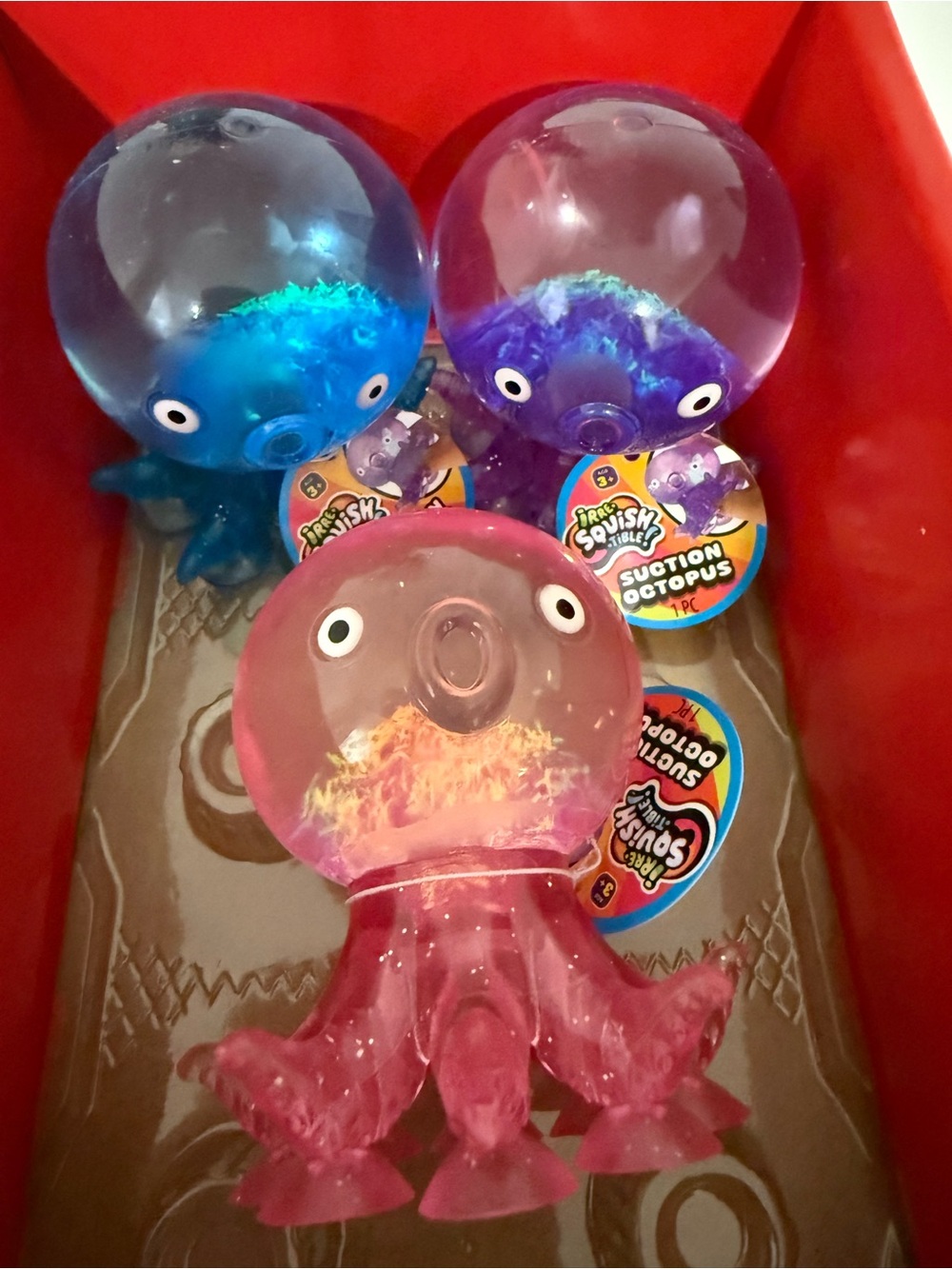 Irre-Squish-Tible Suction Octopus Squishy Toys - Pink, Purple , Blue - Set of 3